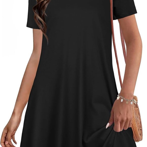 Summer Dresses for Women Casual Short Sleeve Sundress Scoop Neck Beach T Shirt D - Picture 1 of 5